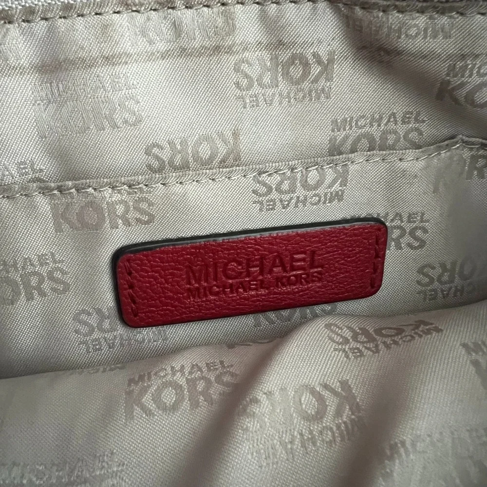 Michael Kors Hamilton Whipped Tote Satchel Red Leather Purse Bag Handbag